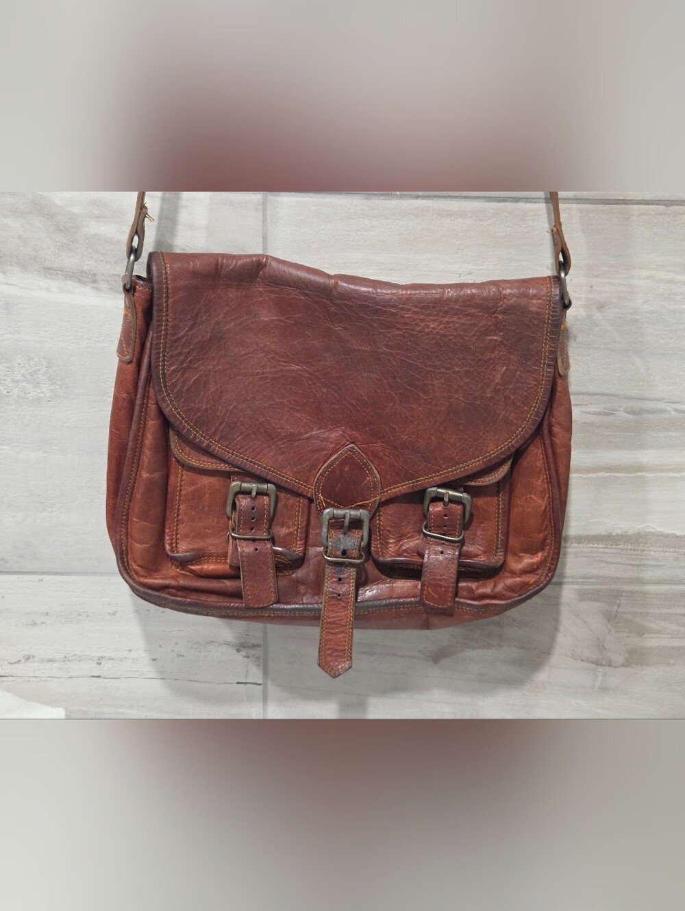 Komal’s Passion Leather Vintage Brown Leather Messenger Satchel